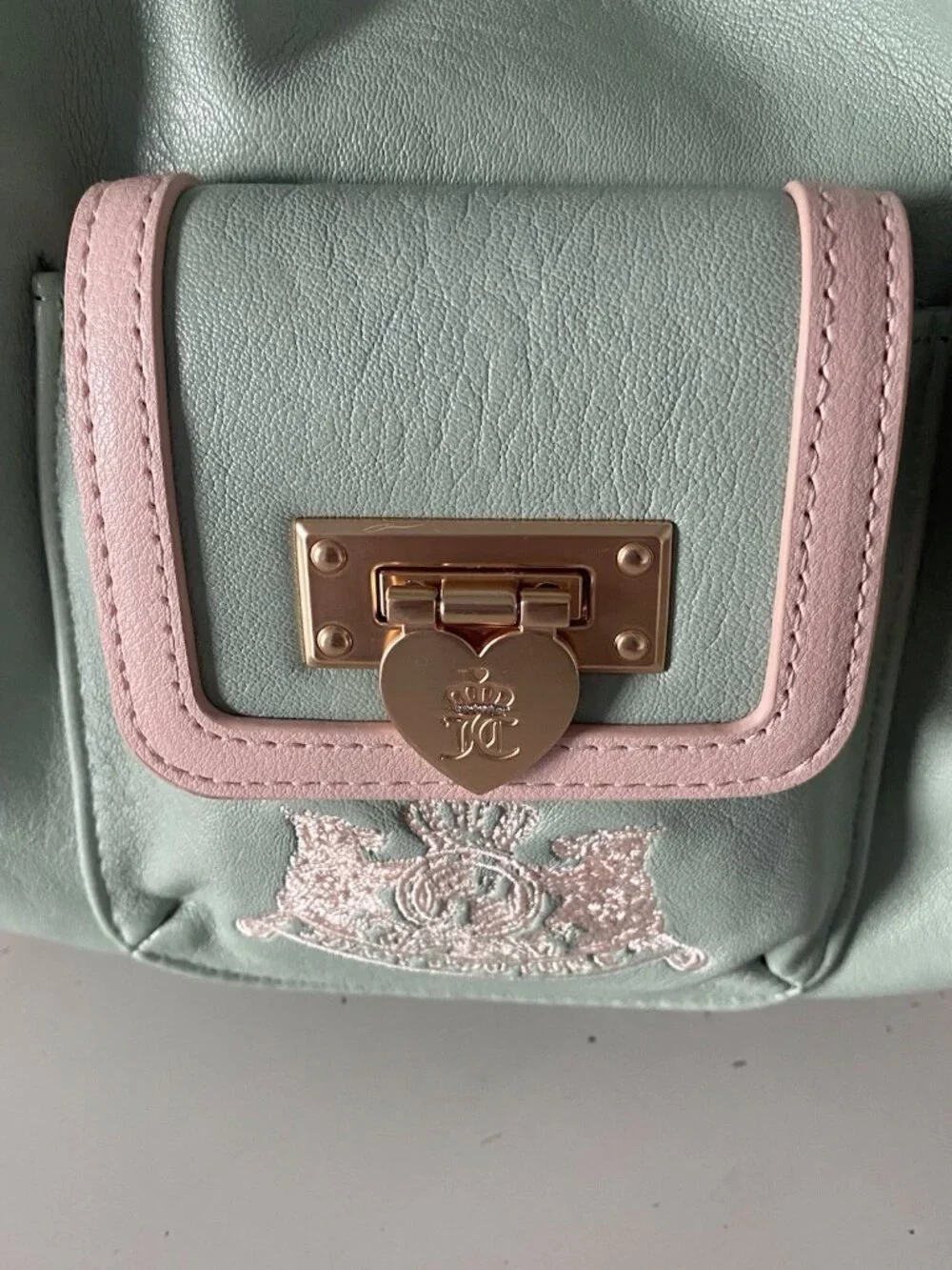 Juicy Couture Royal To Juicy Satchel Bag In Frosty Green Pink W/Charm VIRAL‎ NEW